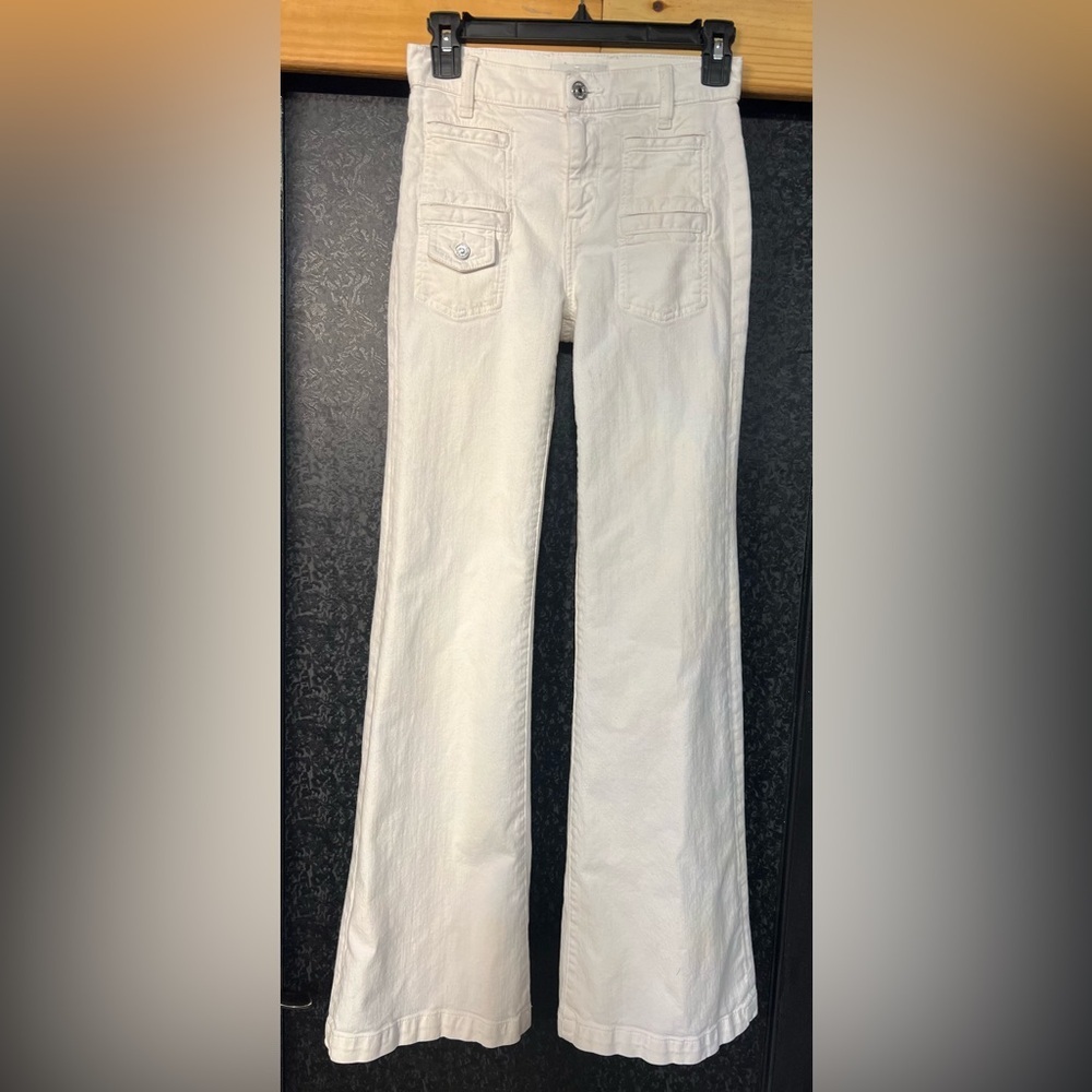 7 For All Mankind Georgia High rise Flare White Jeans-SZ 23-EUC - Picture 14 of 15